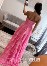 Iris | Tiered Ruffles Sweetheart Hot Pink Chiffon Prom Dress - Price #price_variant_lowest# - Hot Pink - PromDressClub